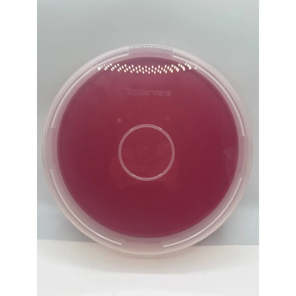 Tupperware Snack-Store 12 Inch Round Pie and Pastry Container Cherry Red Lid New